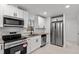 Kitchen with stainless steel appliances, granite countertops, and white cabinets and fixtures at 1804 Beverly Rd, Rocky Mount, NC 27801