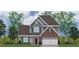 Rendering of a charming two-story home with brick and vinyl facade and two-car garage at 2152 Pink Peony Cir # 155, Durham, NC 27703