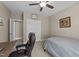 Bedroom with neutral walls, carpeted floor, ceiling fan and double doors at 405 Joseph Alexander Dr, Fuquay Varina, NC 27526