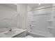 Bright full bathroom with shower and tub combination featuring a vanity with countertop and modern fixtures at 413 Citron St, Sanford, NC 27332