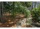 Backyard path of stepping stones leading through a lush landscaped garden area at 5008 Hermitage Dr, Raleigh, NC 27612