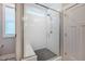 Modern bathroom with white subway tile and a glass enclosed shower at 749 Bowden Rd, Chapel Hill, NC 27516