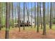 An exterior view of a home with a backyard, deck and playset at 749 Bowden Rd, Chapel Hill, NC 27516