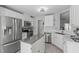 Beautiful kitchen with white cabinets, stainless steel appliances, a kitchen island, and modern finishes at 11 D'Ango Cir, Angier, NC 27501