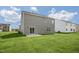 Spacious backyard with a green lawn and grey siding on the two-story house at 113 Paper Birch Way, Fuquay Varina, NC 27526