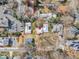 Overhead view of the home showing proximity to private parking, landscaping, and surrounding residences at 206 Spring Ln, Chapel Hill, NC 27514