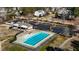 Aerial view of the community pool area with parking and gathering area at 5601 Garnet Meadow Rd, Knightdale, NC 27545