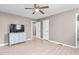 Bedroom with hardwood floor and a ceiling fan, with en suite at 627 W Front St # C, Burlington, NC 27215
