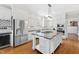 Gourmet kitchen with white cabinets, granite countertops, large island and stainless steel appliances at 1200 Glenwood Ave, Raleigh, NC 27605