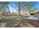 Spacious backyard with tall trees, privacy fence, and a storage shed at 326 Lake Dr, Wendell, NC 27591