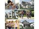 Lifestyle collage featuring modern home exteriors and neighborhood activities like biking and socializing at 3930 Willow Gate Way, Raleigh, NC 27604