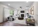 Bright and airy living room with fireplace, plush seating, and large windows offering scenic views at 632 Angus Ct, Sanford, NC 27332