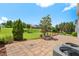 Charming backyard with a brick paver patio, lovely landscaping, and a serene atmosphere at 634 Conover Rd, Durham, NC 27703