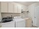 Well-lit laundry room with white washer, dryer, and extra freezer for laundry tasks and food storage at 634 Conover Rd, Durham, NC 27703