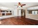 Open concept living and dining area showcases hardwood floors, natural light, and seamless flow at 634 Conover Rd, Durham, NC 27703