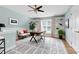 Stylish office with built-in shelves, comfortable seating, and a large window at 100 Burlingame Way, Cary, NC 27513