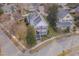 An aerial shot of a home featuring a charming white facade, solar panels, and proximity to a tree-lined street at 101 Overlake Dr, Chapel Hill, NC 27516