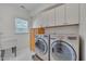 Laundry room with bright lighting and a stainless steel washer and dryer at 101 Overlake Dr, Chapel Hill, NC 27516