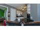 Traditional kitchen featuring black appliances, and striped wallpaper at 1253 Skyview Dr, Mebane, NC 27302