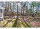 Shaded backyard with mature trees, offering a peaceful and secluded atmosphere at 126 Maltland Dr, Cary, NC 27518