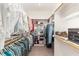 Spacious walk-in closet with custom shelving and ample space for organization of all your garments at 183 Post Oak Rd, Chapel Hill, NC 27516
