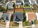 Aerial view of a home with a dark roof in a neighborhood with fenced yards at 2344 Lazy River Dr, Raleigh, NC 27610