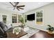 Inviting living room with a ceiling fan, hardwood floors, and natural light at 2515 Maplemere Ct, Durham, NC 27703