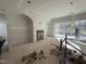 Living room under construction with sliding glass doors and fireplace at 3321 Founding Place, Raleigh, NC 27612
