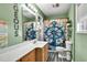 Nautical bathroom featuring a shower with anchor-themed curtain and green walls at 4901 North Pointe, Sanford, NC 27332