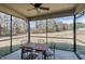 Covered porch with a table and chairs overlooking the backyard at 5439 Cokesbury Rd, Fuquay Varina, NC 27526