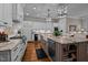 Gourmet kitchen with island, white cabinets and stainless appliances at 809 Wayne Dr, Raleigh, NC 27608