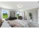 Relaxing bedroom showcasing neutral tones, plush carpet and a great view from the windows at 73 Merle Dr, Wendell, NC 27591