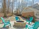 Paver patio with stone fire pit and Adirondack chairs, perfect for outdoor entertaining at 11424 Horsemans Trl, Raleigh, NC 27613