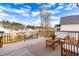 Spacious back deck with outdoor seating, offering panoramic views of the surrounding neighborhood at 124 Ferrell W Rd, Apex, NC 27523