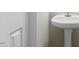 Bathroom with standalone sink and door at 1306 Plexor Ln, Knightdale, NC 27545