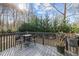 Charming back deck with outdoor seating, ideal for relaxing and entertaining overlooking the landscaped yard at 1404 Vanguard Pl, Durham, NC 27713