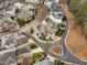 Beautiful aerial view of a neighborhood showcasing well-maintained homes and landscaped yards at 543 Guilford Cir, Raleigh, NC 27608