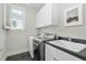 Modern laundry room with new washer, dryer, and ample storage space at 543 Guilford Cir, Raleigh, NC 27608