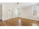 Bedroom with hardwood floors, ceiling fan and windows allowing natural light at 75 Morgan Dr, Lillington, NC 27546