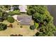 Top-down aerial view of a home with a well-maintained roof, yard, and surrounding greenery at 1315 Sagamore Dr, Louisburg, NC 27549