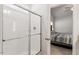 Bathroom showcasing glass shower, neutral walls, and a glimpse into the bedroom at 290 Forest Meadow Ln, Franklinton, NC 27525