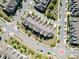 Aerial view of residential neighborhood with tree lined streets and cul-de-sacs at 4137 Strendal Dr, Cary, NC 27519