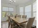 Bright dining room featuring a large table, six chairs, and natural light from bay windows at 6306 Winding Arch Dr, Durham, NC 27713