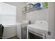 Convenient laundry room featuring modern appliances, shelving and plenty of natural light at 88 Molly Mac Ln, Angier, NC 27501