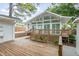 Inviting backyard featuring a wooden deck and access to additional outdoor structures at 905 N Hyde Park Ave, Durham, NC 27701
