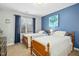Comfortable bedroom with twin beds, a blue accent wall, and lots of natural light at 1109 Frenchurch Way, Apex, NC 27502