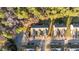 Aerial view of townhomes nestled among lush trees in a serene neighborhood at 209 Intern Way, Durham, NC 27713