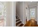 Elegant stairway with patterned risers leading to the upper level of the home at 27 Ellen Cir, Clayton, NC 27527