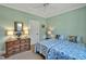 Inviting bedroom features calming pale green walls, dresser with lamps, and a cozy twin bed setup at 363 Rolling Meadows Ln, Chapel Hill, NC 27517