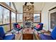 Screened-in porch with stone fireplace and beautiful views at 363 Rolling Meadows Ln, Chapel Hill, NC 27517